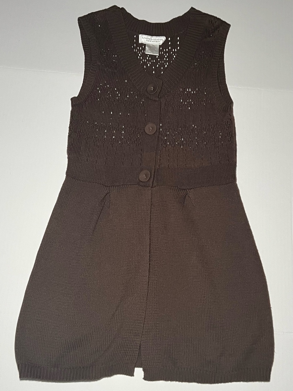 United States Sweaters Brown Knit Button Front Long Sweater Vest M Boho